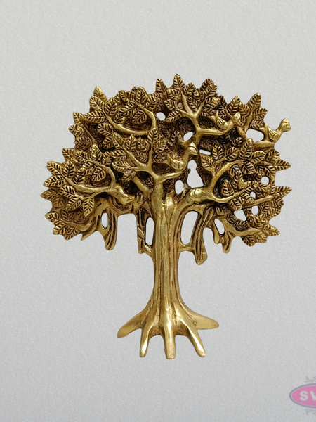 Handcrafted Brass Tree Wall Hanging – Tree of Life Wall Décor (7 Inch)