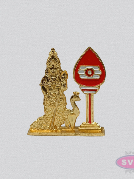 Lord Murugan Idol with Vel – Gold Finish