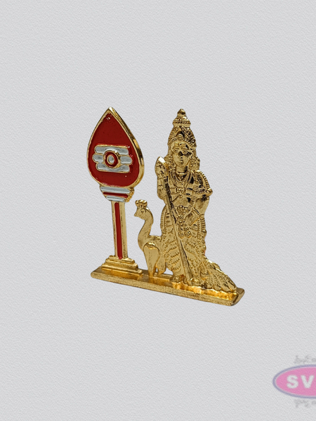 Lord Murugan Idol with Vel – Gold Finish