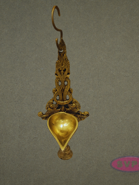Decorative Brass Wall Hanging Diya with Bell – Ethnic Pooja Lamp