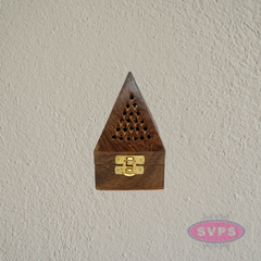 Wooden Sambrani Dhoop Burner Box with Brass Cup | Traditional Incense Burner for Pooja & Home