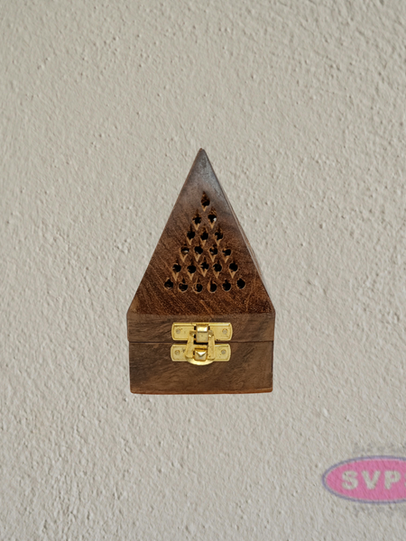 Wooden Sambrani Dhoop Burner Box with Brass Cup | Traditional Incense Burner for Pooja & Home