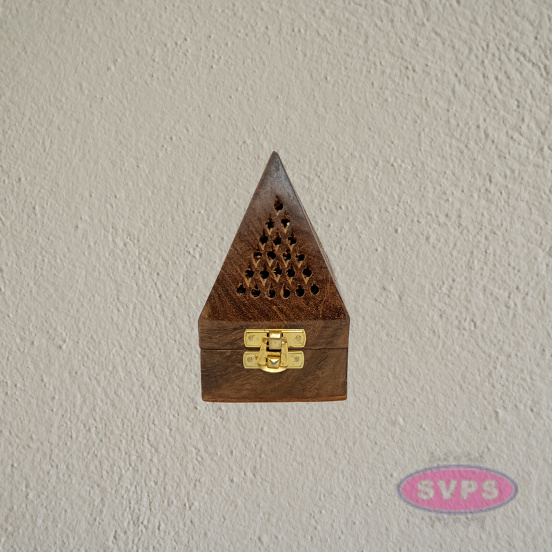 Wooden Sambrani Dhoop Burner Box with Brass Cup | Traditional Incense Burner for Pooja & Home