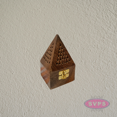 Wooden Sambrani Dhoop Burner Box with Brass Cup | Traditional Incense Burner for Pooja & Home