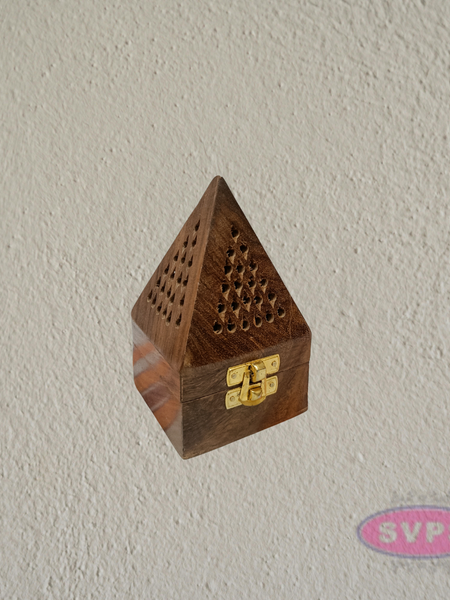 Wooden Sambrani Dhoop Burner Box with Brass Cup | Traditional Incense Burner for Pooja & Home