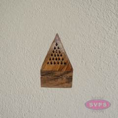 Wooden Sambrani Dhoop Burner Box with Brass Cup | Traditional Incense Burner for Pooja & Home