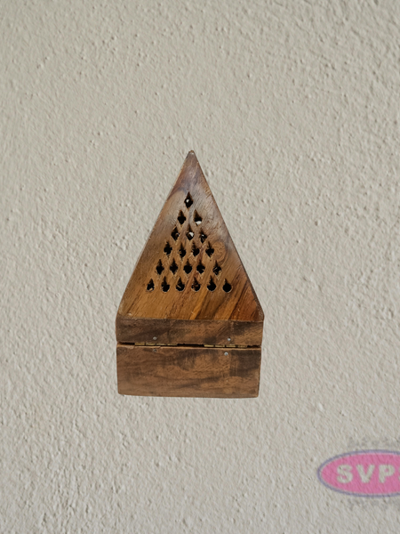 Wooden Sambrani Dhoop Burner Box with Brass Cup | Traditional Incense Burner for Pooja & Home