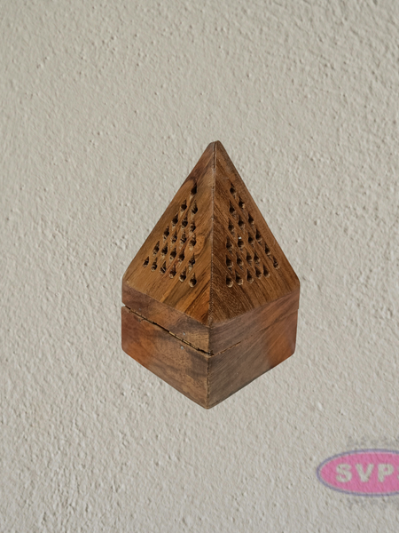 Wooden Sambrani Dhoop Burner Box with Brass Cup | Traditional Incense Burner for Pooja & Home