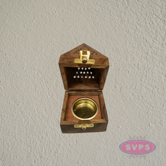 Wooden Sambrani Dhoop Burner Box with Brass Cup | Traditional Incense Burner for Pooja & Home