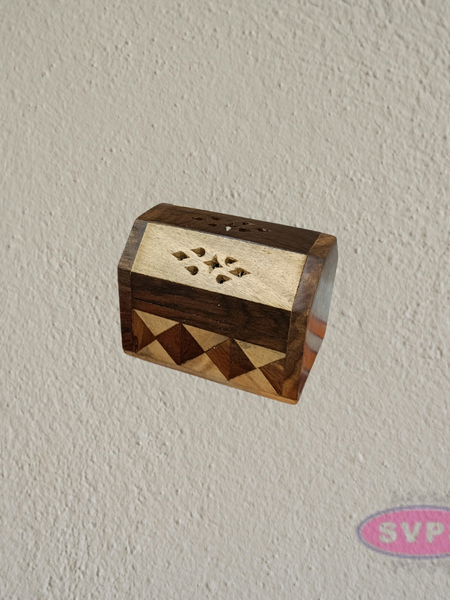 Compact Wooden Agarbatti & Dhoop Holder with Ventilated Lid