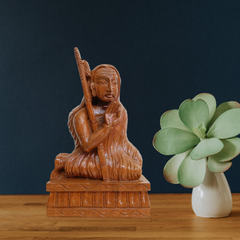 Handmade Jackfruit Wood Kanchi Periyava Statue – Tamil Nadu Saint Idol for Pooja & Décor