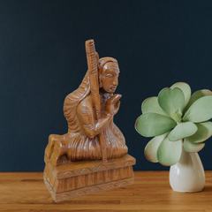 Handmade Jackfruit Wood Kanchi Periyava Statue – Tamil Nadu Saint Idol for Pooja & Décor