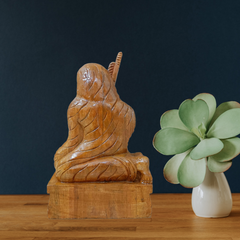 Handmade Jackfruit Wood Kanchi Periyava Statue – Tamil Nadu Saint Idol for Pooja & Décor