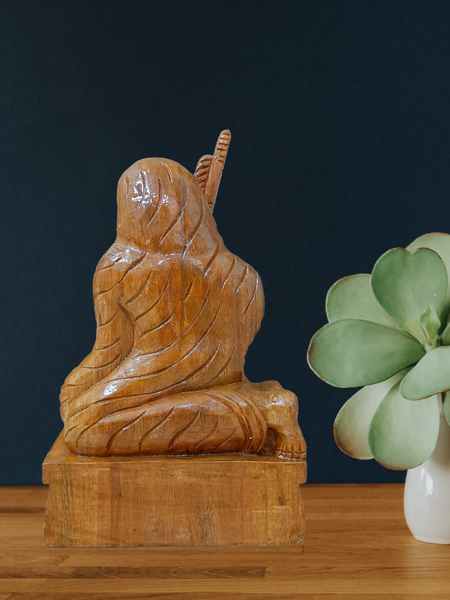 Handmade Jackfruit Wood Kanchi Periyava Statue – Tamil Nadu Saint Idol for Pooja & Décor