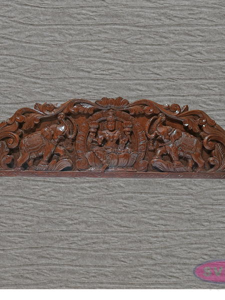 Decorative Wooden Gajalakshmi Wall Art | Goddess Lakshmi with Elephants | Home Entrance Decor