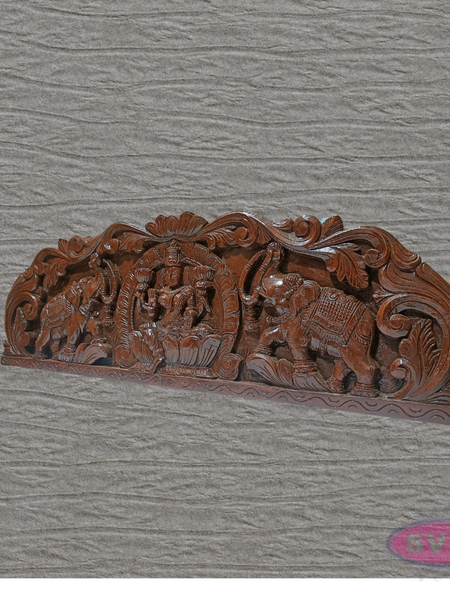 Decorative Wooden Gajalakshmi Wall Art | Goddess Lakshmi with Elephants | Home Entrance Decor