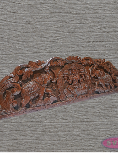 Decorative Wooden Gajalakshmi Wall Art | Goddess Lakshmi with Elephants | Home Entrance Decor