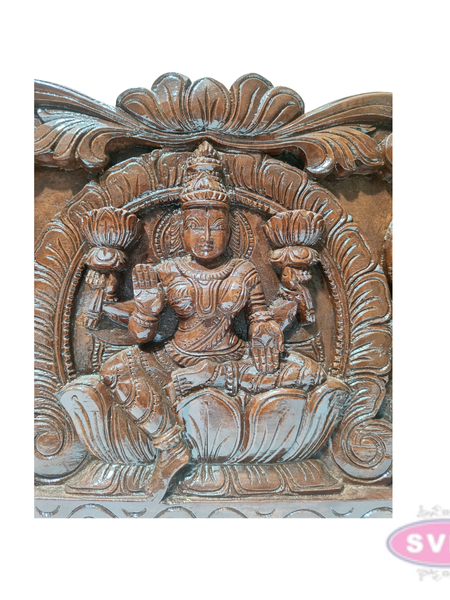 Decorative Wooden Gajalakshmi Wall Art | Goddess Lakshmi with Elephants | Home Entrance Decor