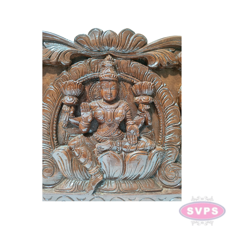 Decorative Wooden Gajalakshmi Wall Art | Goddess Lakshmi with Elephants | Home Entrance Decor