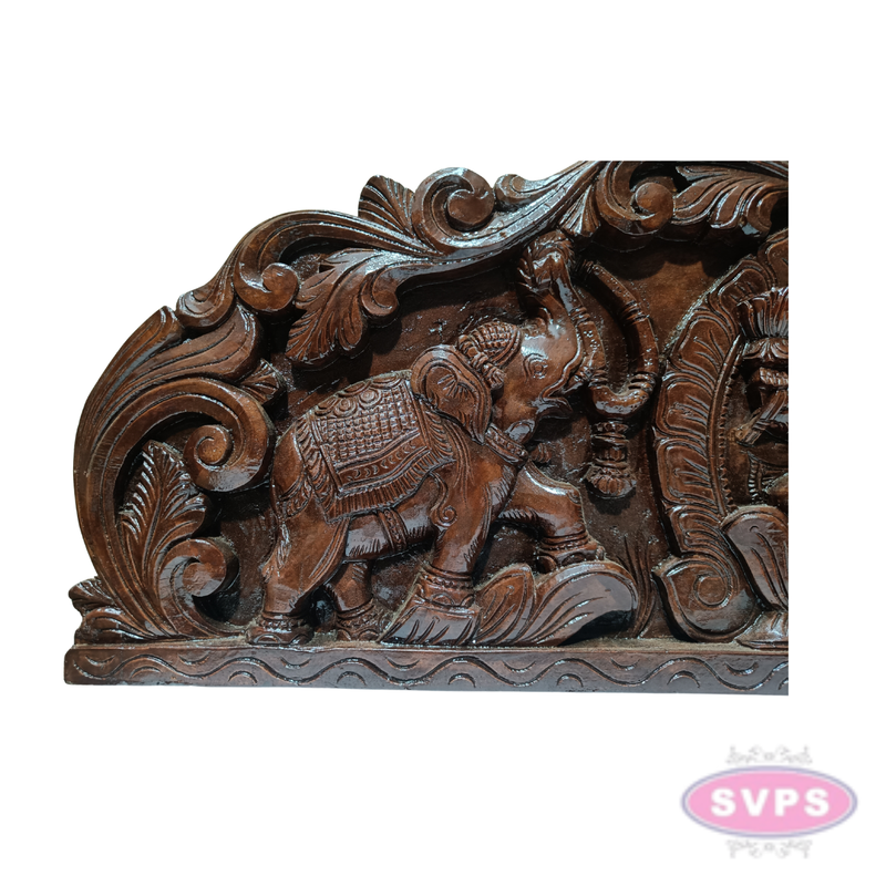 Decorative Wooden Gajalakshmi Wall Art | Goddess Lakshmi with Elephants | Home Entrance Decor