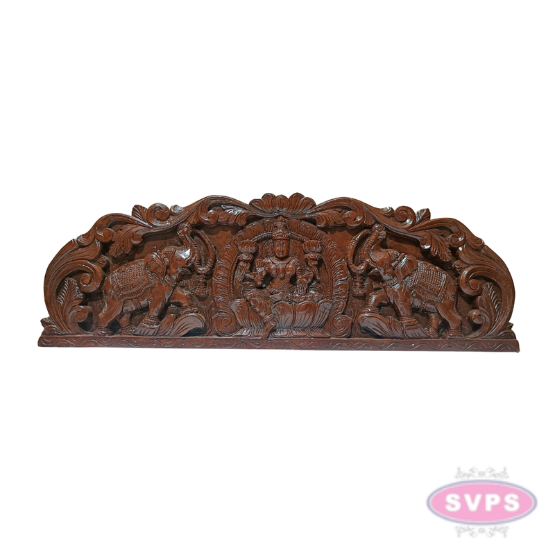 Decorative Wooden Gajalakshmi Wall Art | Goddess Lakshmi with Elephants | Home Entrance Decor