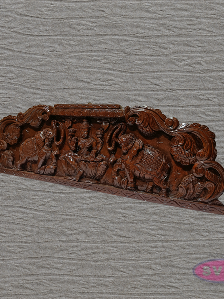 Wooden Gajalakshmi Wall Hanging | Hand-Carved Goddess Lakshmi with Elephants | Traditional Home Decor