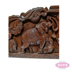 Wooden Gajalakshmi Wall Hanging | Hand-Carved Goddess Lakshmi with Elephants | Traditional Home Decor