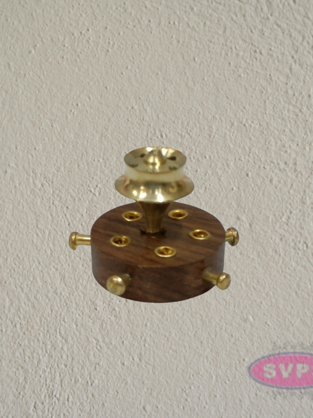 Handcrafted Wooden & Brass Incense Holder Stand